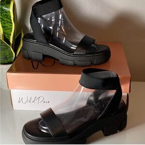 Wild Pair Black and Clear Women's Sandals